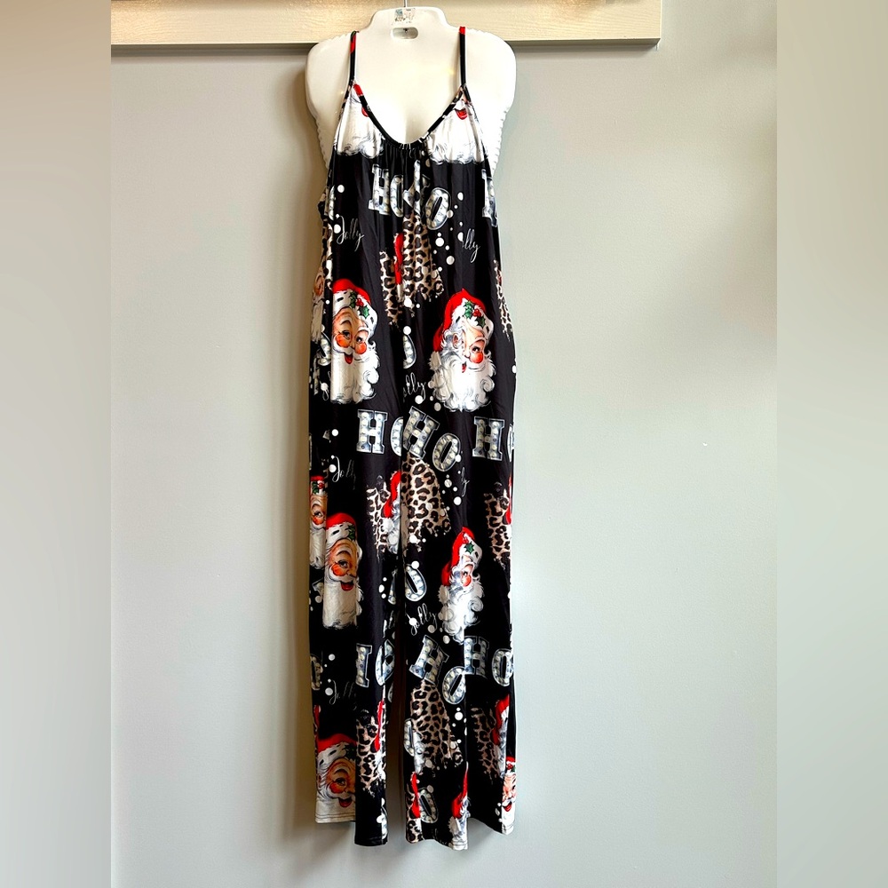 Christmas holiday Santa and leopards print HoHo Overalls size XXL